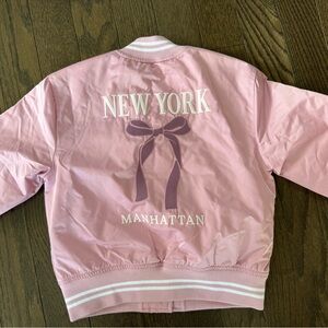 Abercrombie Kids Preppy Pink New York Bomber Jacket.